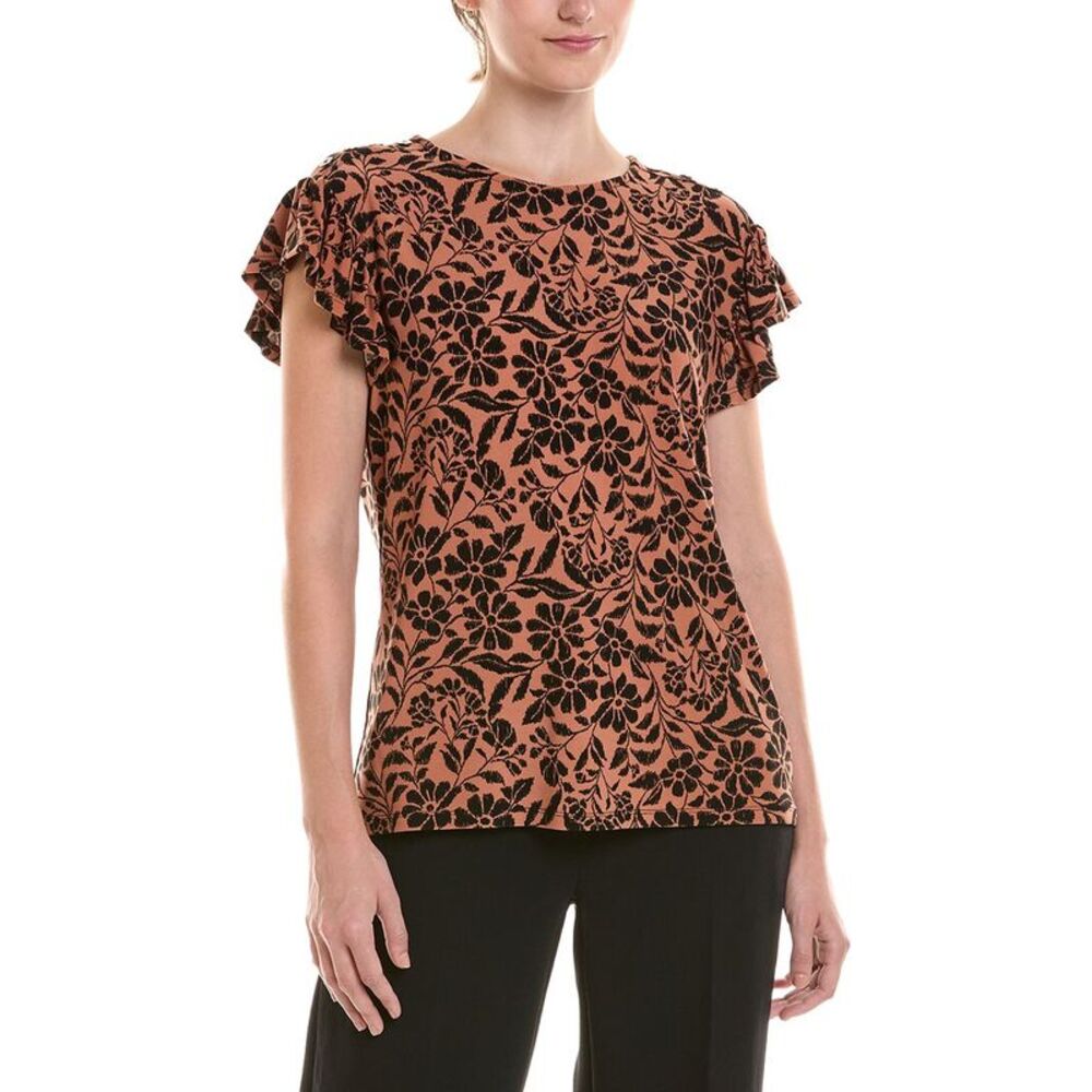 Jones New York Womens  Flutter Top, Black